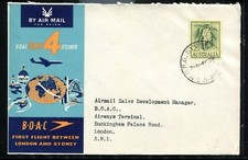 AUSTRALIA (S702) 1959 copertina st. PRIMO VOLO B-O-A-C per INGHILTERRA
