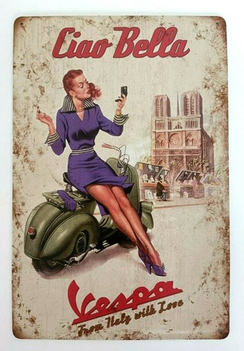 Targa moto vespa pinup poster