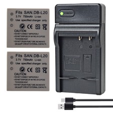 2pz Batteria Ricaricabile Li-ion 750mah +Caricabatterie per Sanyo DBL20 DB-L20 DB-L20AU
