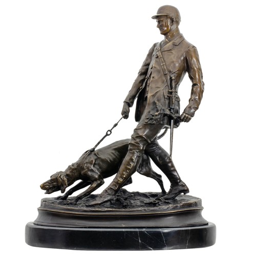 Scultura cacciatore cane - , in