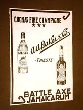 Pubblicità d'epoca dei primi del '900 Cognac fine champagne Baker Trieste