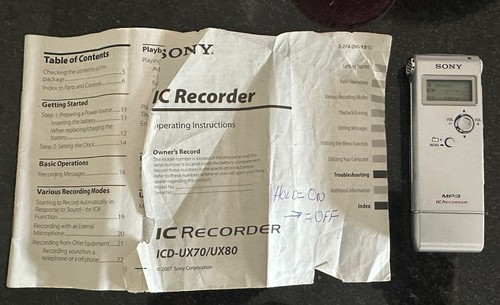 Sony icd ux70 - handheld, digital
