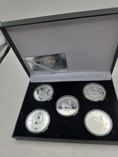 5 X CINQUE MONETE D'ARGENTO KRUGERRAND SUDAFRICA 2021 1 OZ CON CARTA IN CUSTODIA
