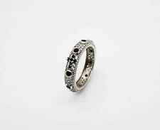 ANELLO ROSARIO CON ZIRCONI BIANCHI E NERI IN ARGENTO 925 RODIATO IN ORO BIANCO