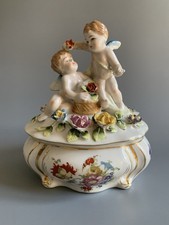 Antica Scatola rara in porcellana Portagioie Decor con Putti e Fiori  Germania