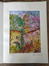 LITOGRAFIA ACQUARELLATA numerata e firmata dall'artista M. Calisti