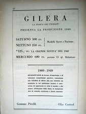 PUBBLICITA GILERA Produzione 1949 Castrol Pirelli vintage 1952 advertising