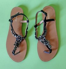 Lannoo Infradito donna sandali Gioiello Fiore Pietre nero Numero 40