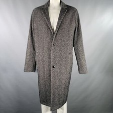 Ted Baker Taglia XXXL Cappotto In Mistura Di Lana Nero Bianco A Rete