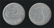 5 LIRE 1979 DELFINO E TIMONE -