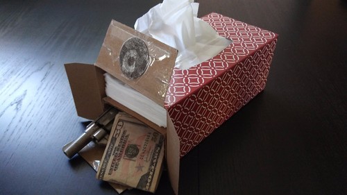 Tissue box secret stash - box, spot