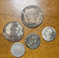 LOTTO 5 MONETE ANTICHE DA CATALOGARE CON ARGENTO ANNO DA IDENTIFICARE