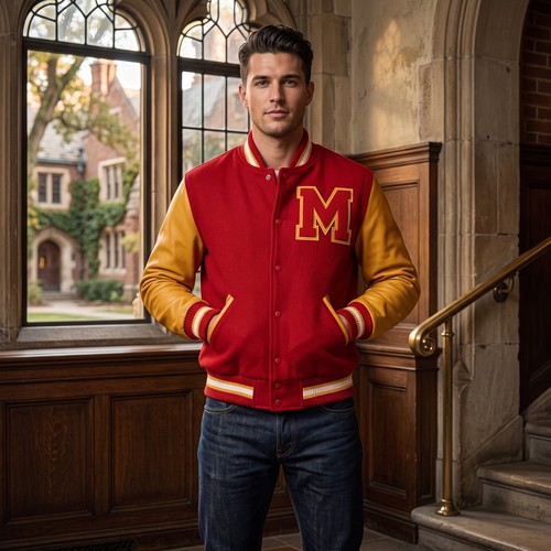 Giacca uomo rosso oro varsity - giacca,