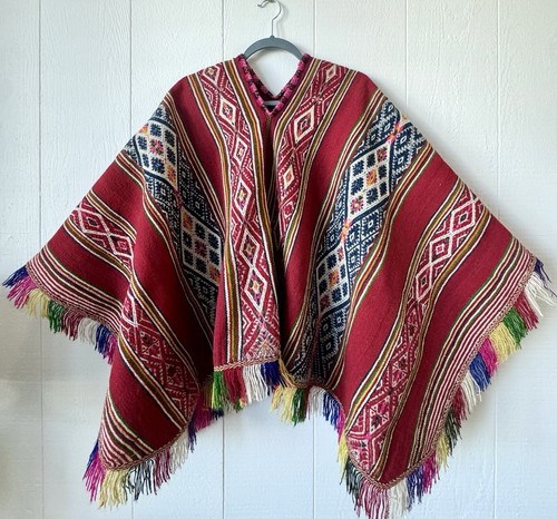 Poncho vintage andino aguayo - poncho,