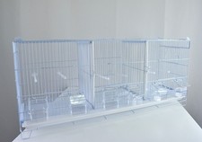Gabbia Cova per Uccelli a 3 Scomparti, Ideale per Allevamento, 90x31x41h cm