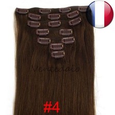 EXTENSIONS DE CHEVEUX A CLIPS 100% NATURELS REMY HAIR 53CM CHATAIN CHOCOLAT #4