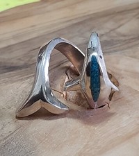 ANELLO UOMO argento 925 nativi americani navajo antico turchesi  delfino harpo