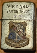 Zippo Vietnam LIGHTER 1968–69 Ban Me Thuot Crest MILITARY WORD WAR MOTTO GENUINE
