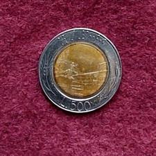 Lire 500 bimetalliche '91 Raro errore di conio corpo in bronzital piccolo BB/SPL