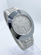 Orologio Rado Diastar QZ1ANT Quarzo Argento Giorno Data 34mm Polso17,5cm 6,89in Funzionante