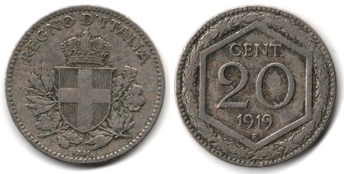 Italia centesimi 1919 - 20,
