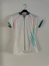 Maglia ciclismo donna B’Twin bianca con dettagli turchesi e rosa