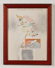 LUCA ALINARI FIRENZE 1943-2019 . TECNICA MISTA SU CARTA. 1971