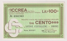 Miniassegni  18.02.77 LUIGI CIPOLLINI - Rif. ICCREA 269