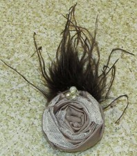 Hair Clip Brown Satin Rosette