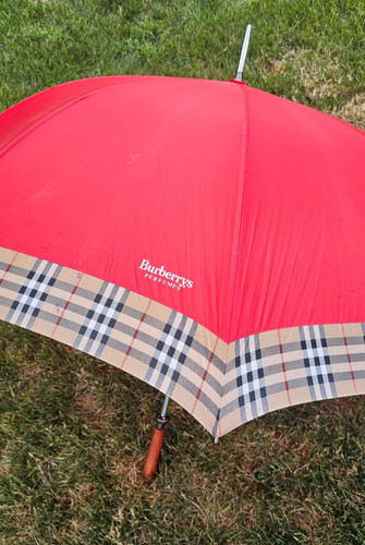 Ombrello burberry rosso manico - rosso,