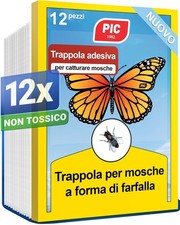 PIC Trappola per Mosche da Finestra - 12x Adesivi Acchiappa Mosche, Efficaci Ade
