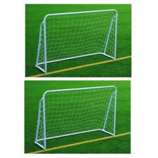 2 Porte da Calcio 180x60x120 in Acciaio con Rete Soccer Goal Calcetto
