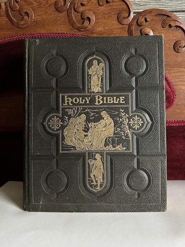 Antique 1895 holy bible - 1895, harris