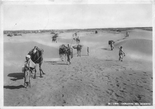 Postcard libia carovana nel - libia,