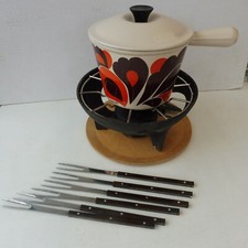 LE CREUSET SERVICE A FONDUE BOURGUIGNONNE LE PAON + 6 FOURCHETTES 