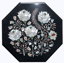 Tavolo Inlay In Marmo Nero Con