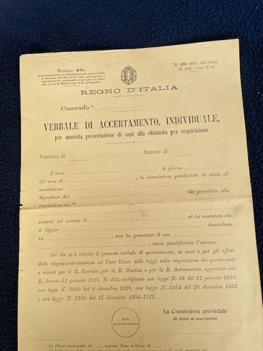 Documento militare originale - militare,