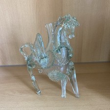 Vaso cavallo alato in vetro, alto 25 cm lungo 19 cm profondo 12 cm