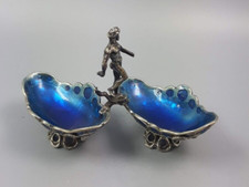 microfusione in argento 800/00 mini jatta bassa smaltata blu