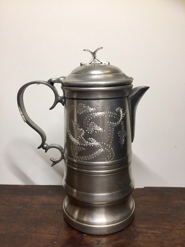 Vaso peltro vintage inciso - vaso,