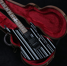 Chitarra Elettrica Forma Speciale Massello Zebra Legno Bianco e Nero Hardware