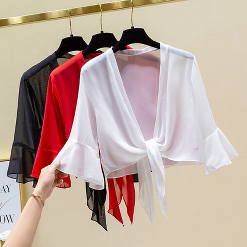 Donna velo chiffon cardigan - donna,