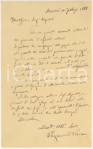 1888 messina lettera tiziano - messina,