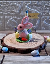 6x Conigli rosa Segnaposto in Pannolencio per pasqua/ compleanno/battesimo 