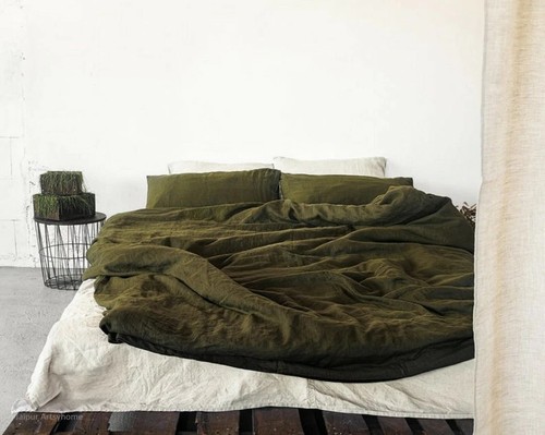 Set lenzuola lino verde