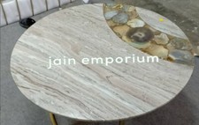 Tavolo in marmo 18" con agata centro caffè angolo intarsiato arredamento casa antico