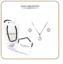 COMPLETO COLLANA E ORECCHINI PUNTO LUCE IN ARGENTO 925 RODIATO ORO BIANCO 