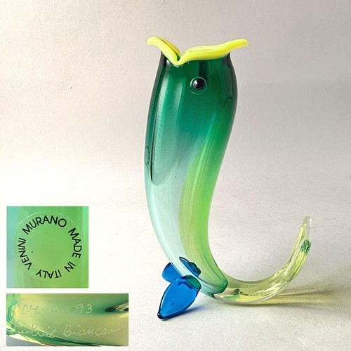 Vaso venini bianconi - vaso, pesci