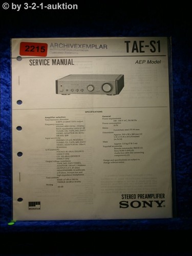 Sony service manual tae pre - tae, s1
