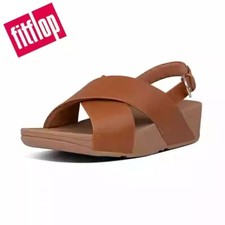 Fitflop ciabatte estive da donna in pelle sandali incrociati mules spiaggia plateau scarpa